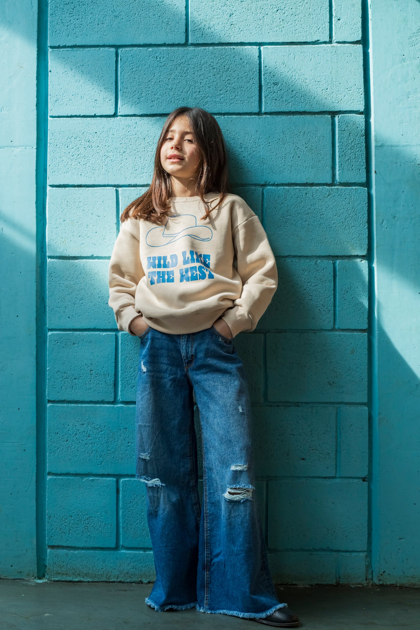 Wild Like the West - Fleeced Beige Sweater