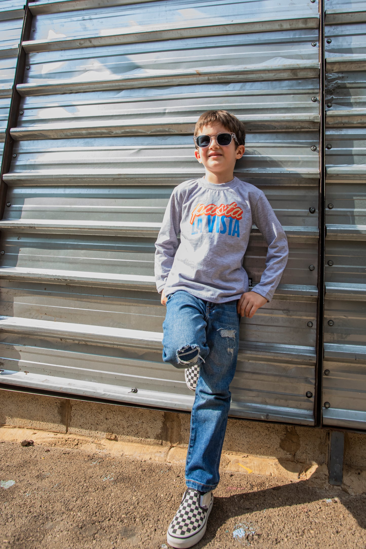 Pasta La Vista - Long Sleeve Grey T-shirt